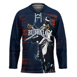 Buffalo Soldiers Fierce And Fearless Cavalry Hockey Jersey Half Face Soldier And Bison Halftone Graphic Art