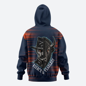 Buffalo Soldiers Fierce And Fearless Cavalry Hoodie Half Face Soldier And Bison Halftone Graphic Art