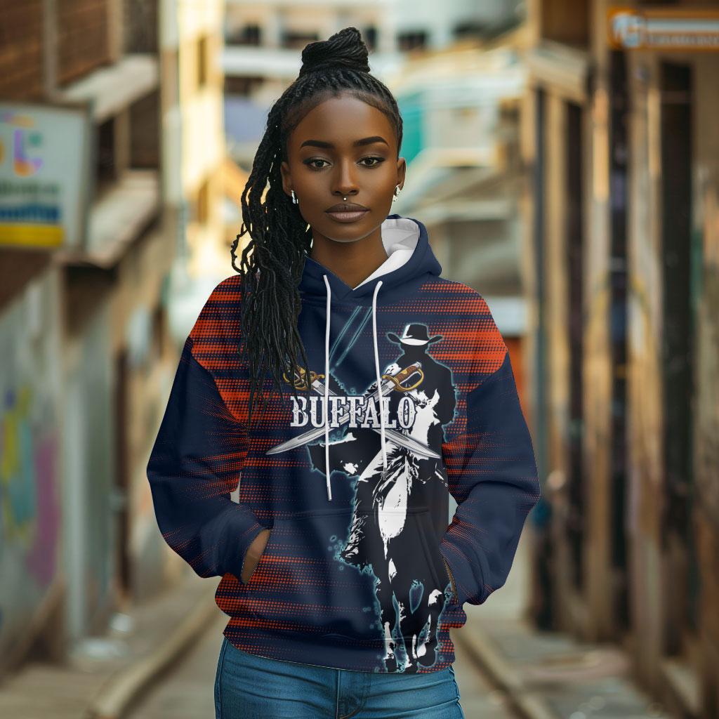 Buffalo Soldiers Fierce And Fearless Cavalry Hoodie Half Face Soldier And Bison Halftone Graphic Art