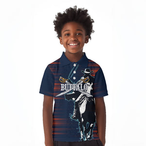 Buffalo Soldiers Fierce And Fearless Cavalry Kid Polo Shirt Half Face Soldier And Bison Halftone Graphic Art