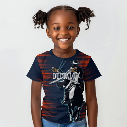 Buffalo Soldiers Fierce And Fearless Cavalry Kid T shirt Half Face Soldier And Bison Halftone Graphic Art