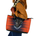 Buffalo Soldiers Fierce And Fearless Cavalry Leather Tote Bag Half Face Soldier And Bison Halftone Graphic Art