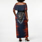 Buffalo Soldiers Fierce And Fearless Cavalry Off Shoulder Maxi Dress Half Face Soldier And Bison Halftone Graphic Art