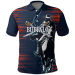 Buffalo Soldiers Fierce And Fearless Cavalry Polo Shirt Half Face Soldier And Bison Halftone Graphic Art