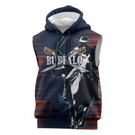 Buffalo Soldiers Fierce And Fearless Cavalry Sleeveless Hoodie Half Face Soldier And Bison Halftone Graphic Art