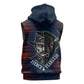 Buffalo Soldiers Fierce And Fearless Cavalry Sleeveless Zip Hoodie Half Face Soldier And Bison Halftone Graphic Art