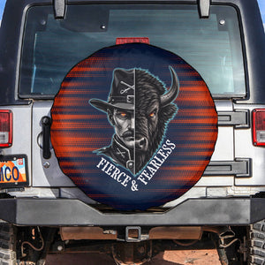 Buffalo Soldiers Fierce And Fearless Cavalry Spare Tire Cover Half Face Soldier And Bison Halftone Graphic Art