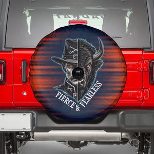 Buffalo Soldiers Fierce And Fearless Cavalry Spare Tire Cover Half Face Soldier And Bison Halftone Graphic Art