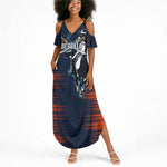 Buffalo Soldiers Fierce And Fearless Cavalry Summer Maxi Dress Half Face Soldier And Bison Halftone Graphic Art