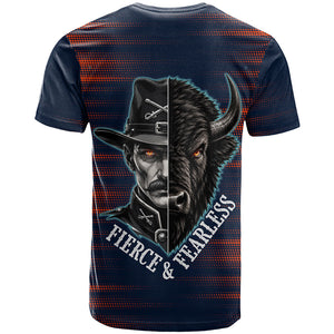 Buffalo Soldiers Fierce And Fearless Cavalry T shirt Half Face Soldier And Bison Halftone Graphic Art