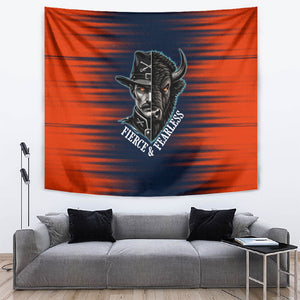 Buffalo Soldiers Fierce And Fearless Cavalry Tapestry Half Face Soldier And Bison Halftone Graphic Art