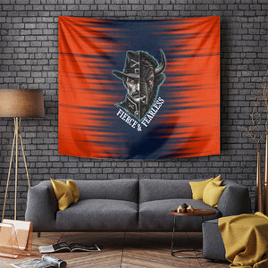 Buffalo Soldiers Fierce And Fearless Cavalry Tapestry Half Face Soldier And Bison Halftone Graphic Art