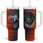 Buffalo Soldiers Fierce And Fearless Cavalry Tumbler With Handle Half Face Soldier And Bison Halftone Graphic Art