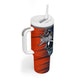 Buffalo Soldiers Fierce And Fearless Cavalry Tumbler With Handle Half Face Soldier And Bison Halftone Graphic Art