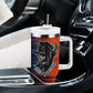 Buffalo Soldiers Fierce And Fearless Cavalry Tumbler With Handle Half Face Soldier And Bison Halftone Graphic Art