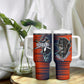 Buffalo Soldiers Fierce And Fearless Cavalry Tumbler With Handle Half Face Soldier And Bison Halftone Graphic Art