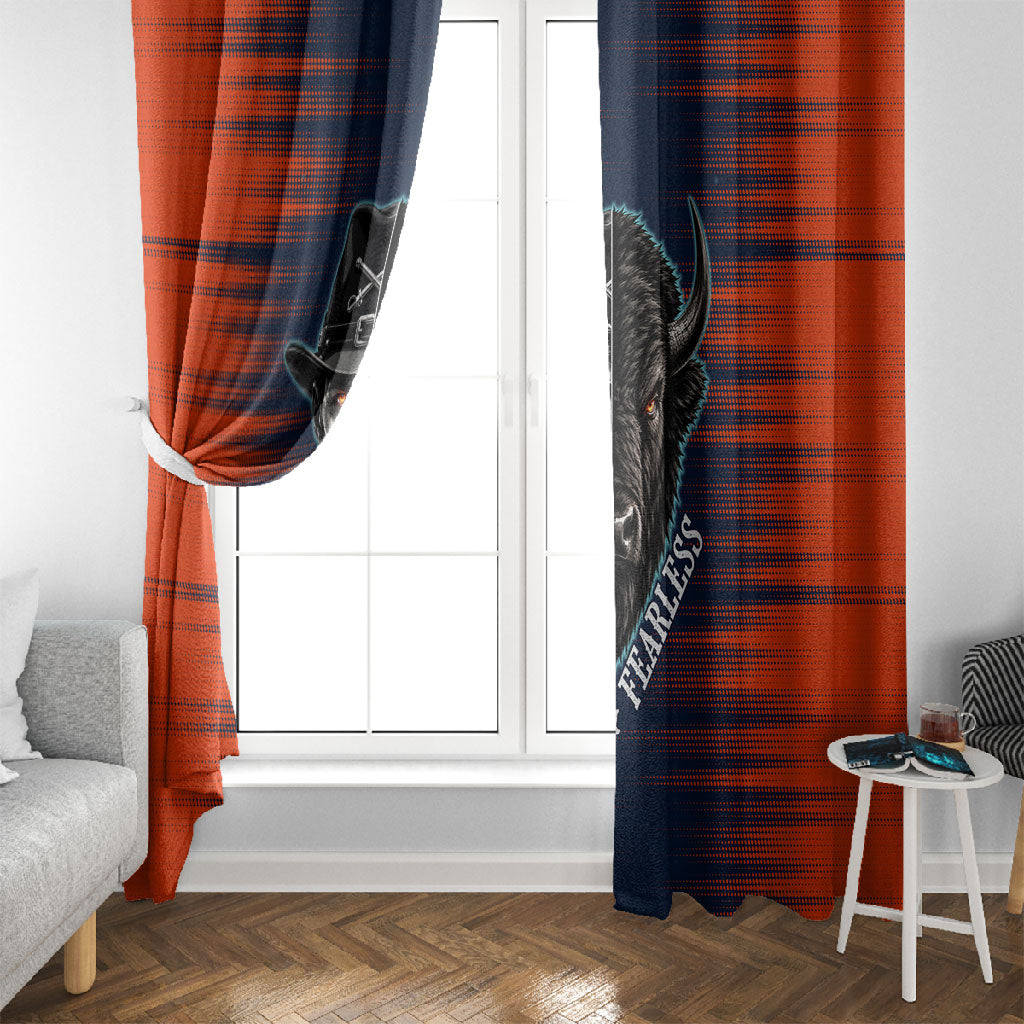 Buffalo Soldiers Fierce And Fearless Cavalry Window Curtain Half Face Soldier And Bison Halftone Graphic Art