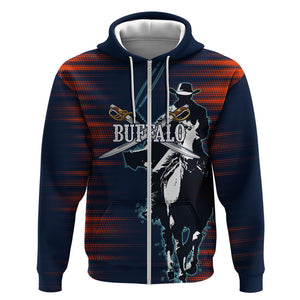 Buffalo Soldiers Fierce And Fearless Cavalry Zip Hoodie Half Face Soldier And Bison Halftone Graphic Art