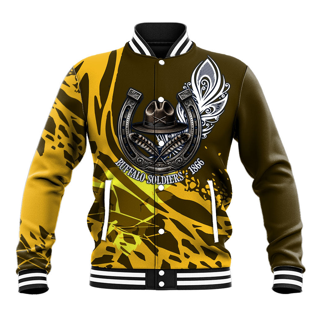 Buffalo Soldiers 9th And 10th Cavalry Regiments Baseball Jacket Wild And Untamed Vintage Western Horseshoe Graphic Art