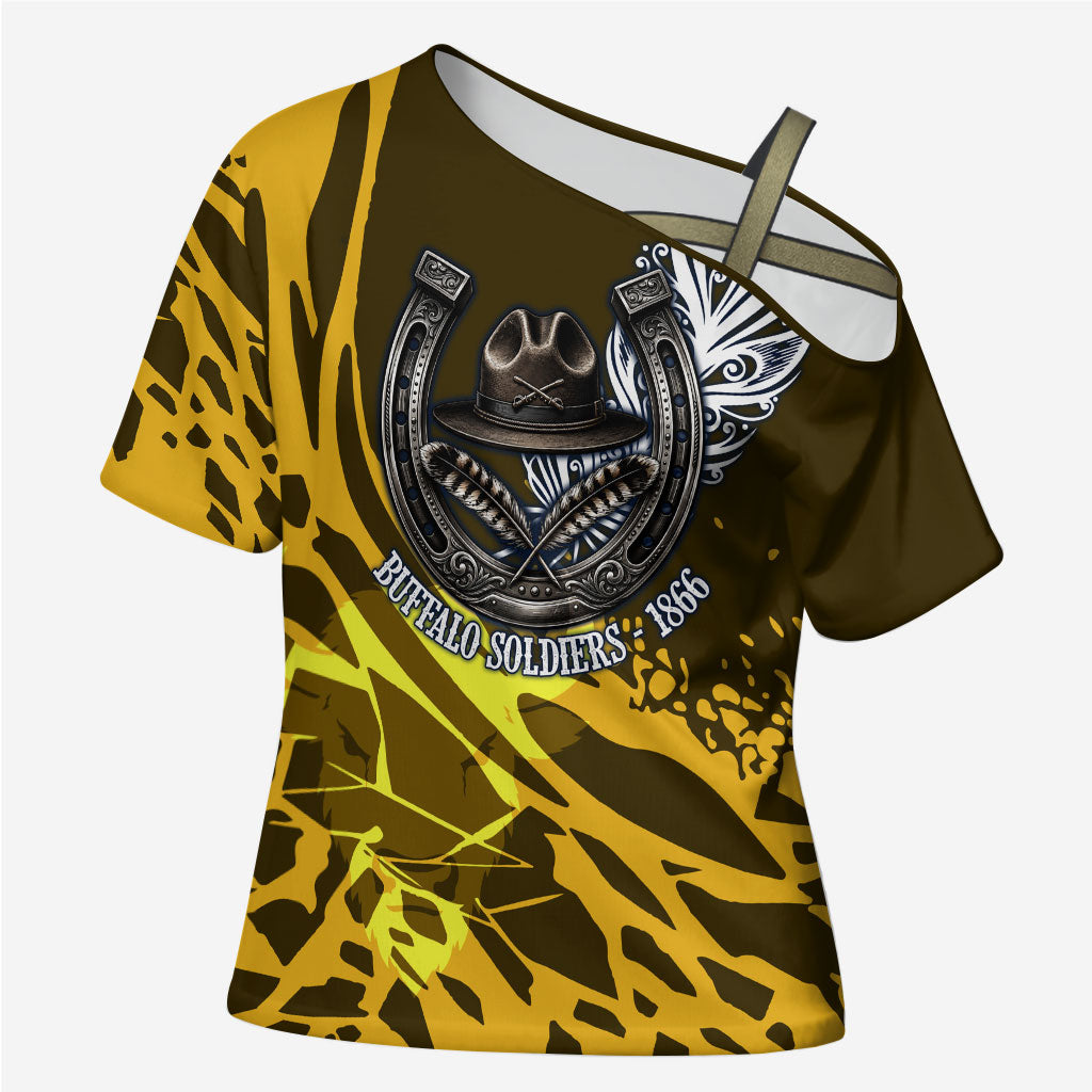 Buffalo Soldiers 9th And 10th Cavalry Regiments Cross Shoulder Shirt Wild And Untamed Vintage Western Horseshoe Graphic Art