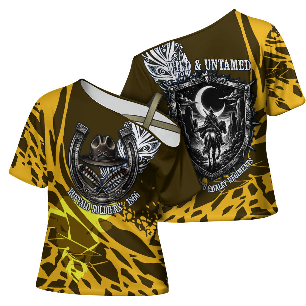 Buffalo Soldiers 9th And 10th Cavalry Regiments Cross Shoulder Shirt Wild And Untamed Vintage Western Horseshoe Graphic Art