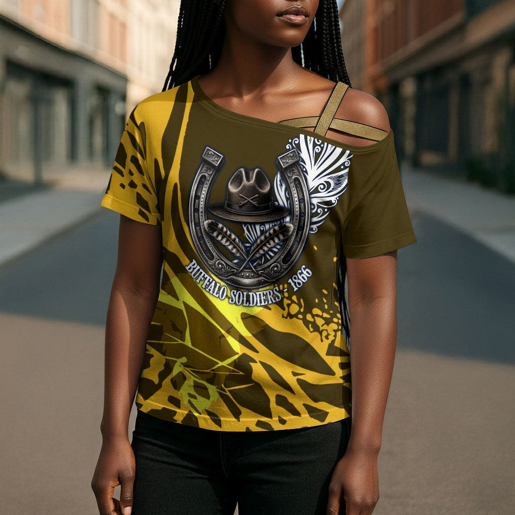 Buffalo Soldiers 9th And 10th Cavalry Regiments Cross Shoulder Shirt Wild And Untamed Vintage Western Horseshoe Graphic Art