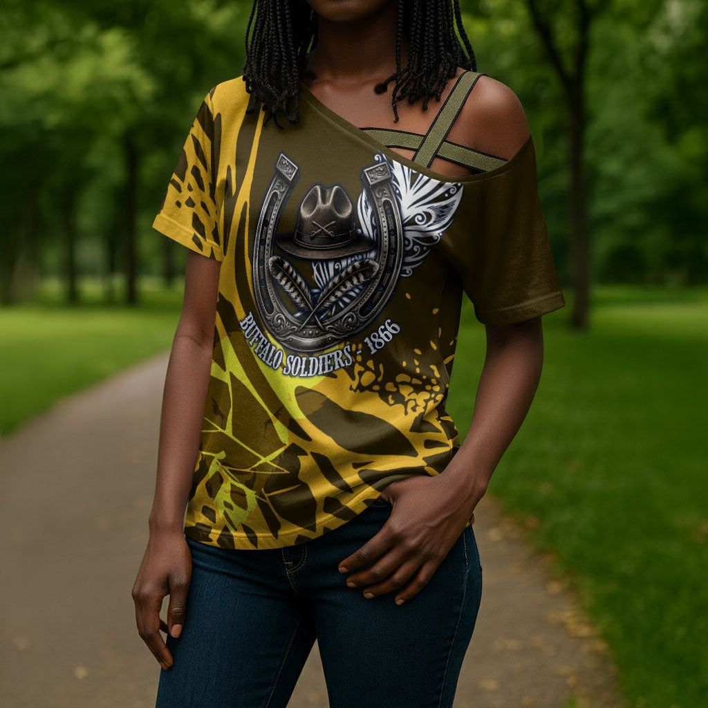 Buffalo Soldiers 9th And 10th Cavalry Regiments Cross Shoulder Shirt Wild And Untamed Vintage Western Horseshoe Graphic Art