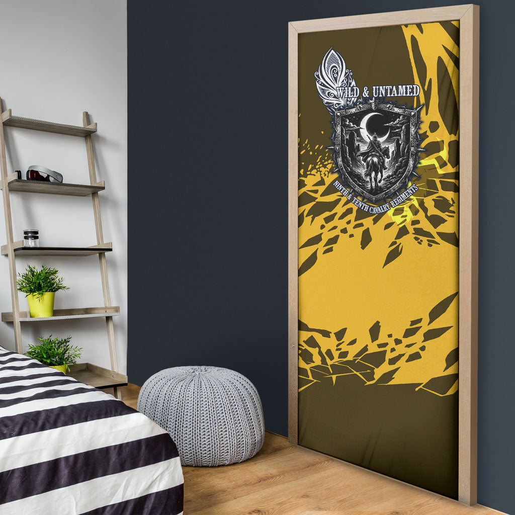 Buffalo Soldiers 9th And 10th Cavalry Regiments Door Cover Wild And Untamed Vintage Western Horseshoe Graphic Art