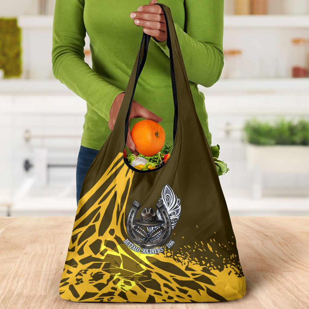 Buffalo Soldiers 9th And 10th Cavalry Regiments Grocery Bag Wild And Untamed Vintage Western Horseshoe Graphic Art