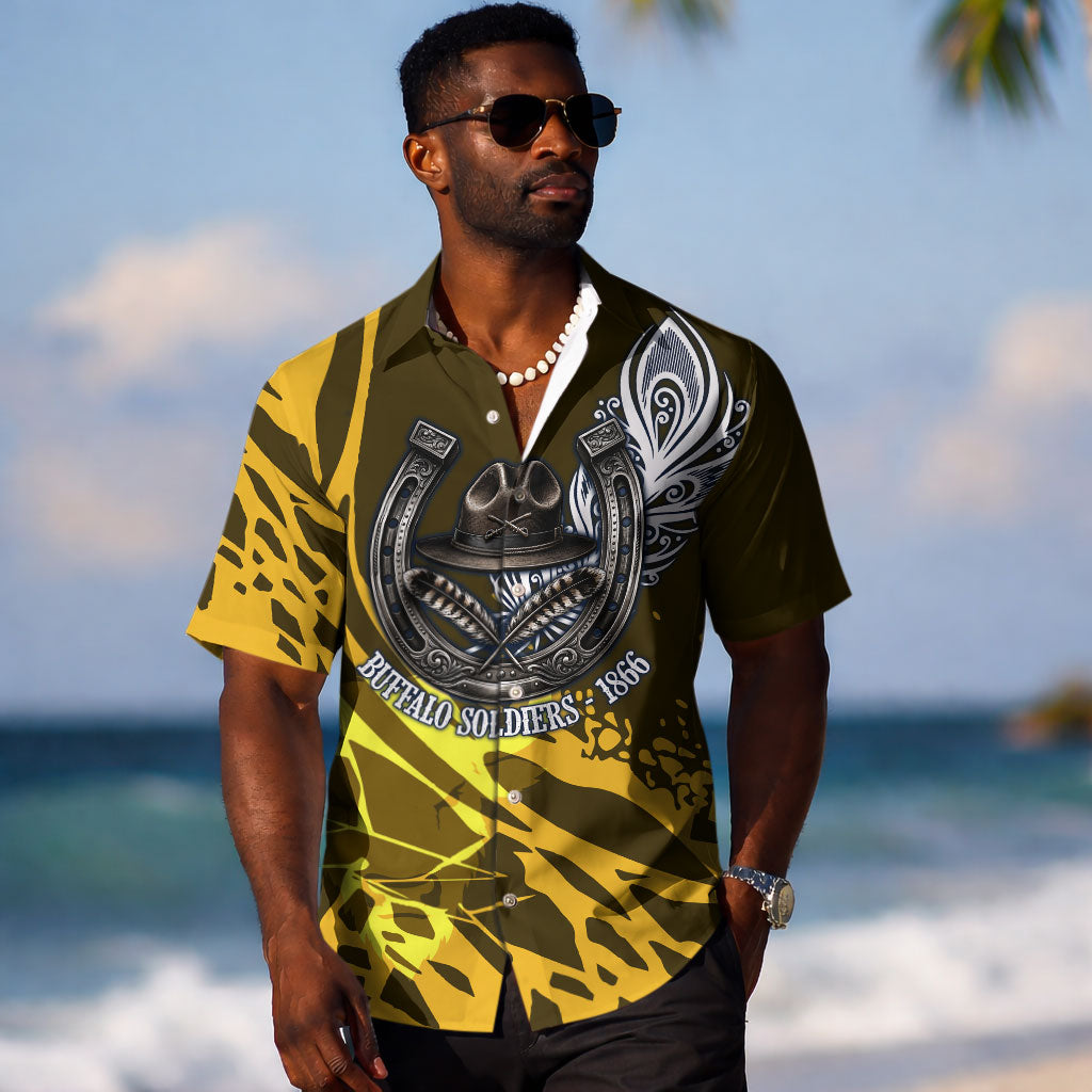 Buffalo Soldiers 9th And 10th Cavalry Regiments Hawaiian Shirt Wild And Untamed Vintage Western Horseshoe Graphic Art