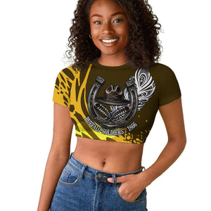 Buffalo Soldiers 9th And 10th Cavalry Regiments Raglan Cropped T shirt Wild And Untamed Vintage Western Horseshoe Graphic Art