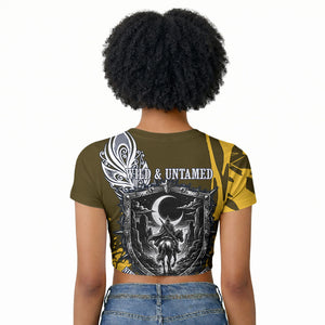 Buffalo Soldiers 9th And 10th Cavalry Regiments Raglan Cropped T shirt Wild And Untamed Vintage Western Horseshoe Graphic Art