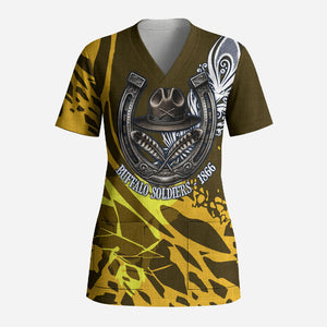 Buffalo Soldiers 9th And 10th Cavalry Regiments Scrub Top Wild And Untamed Vintage Western Horseshoe Graphic Art