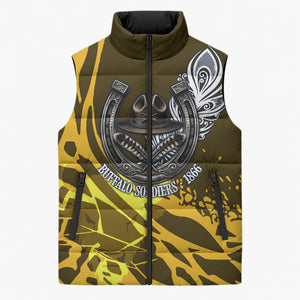 Buffalo Soldiers 9th And 10th Cavalry Regiments Sleeveless Puffer Jacket Wild And Untamed Vintage Western Horseshoe Graphic Art