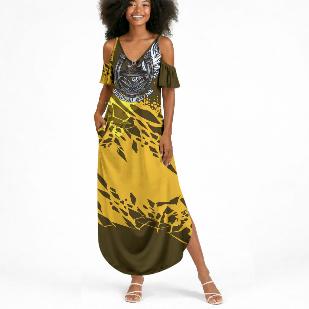 Buffalo Soldiers 9th And 10th Cavalry Regiments Summer Maxi Dress Wild And Untamed Vintage Western Horseshoe Graphic Art