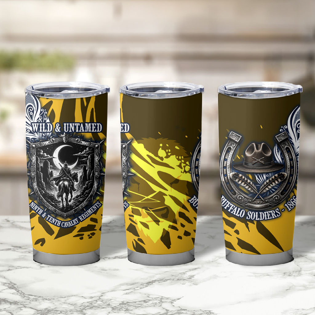Buffalo Soldiers 9th And 10th Cavalry Regiments Tumbler Cup Wild And Untamed Vintage Western Horseshoe Graphic Art