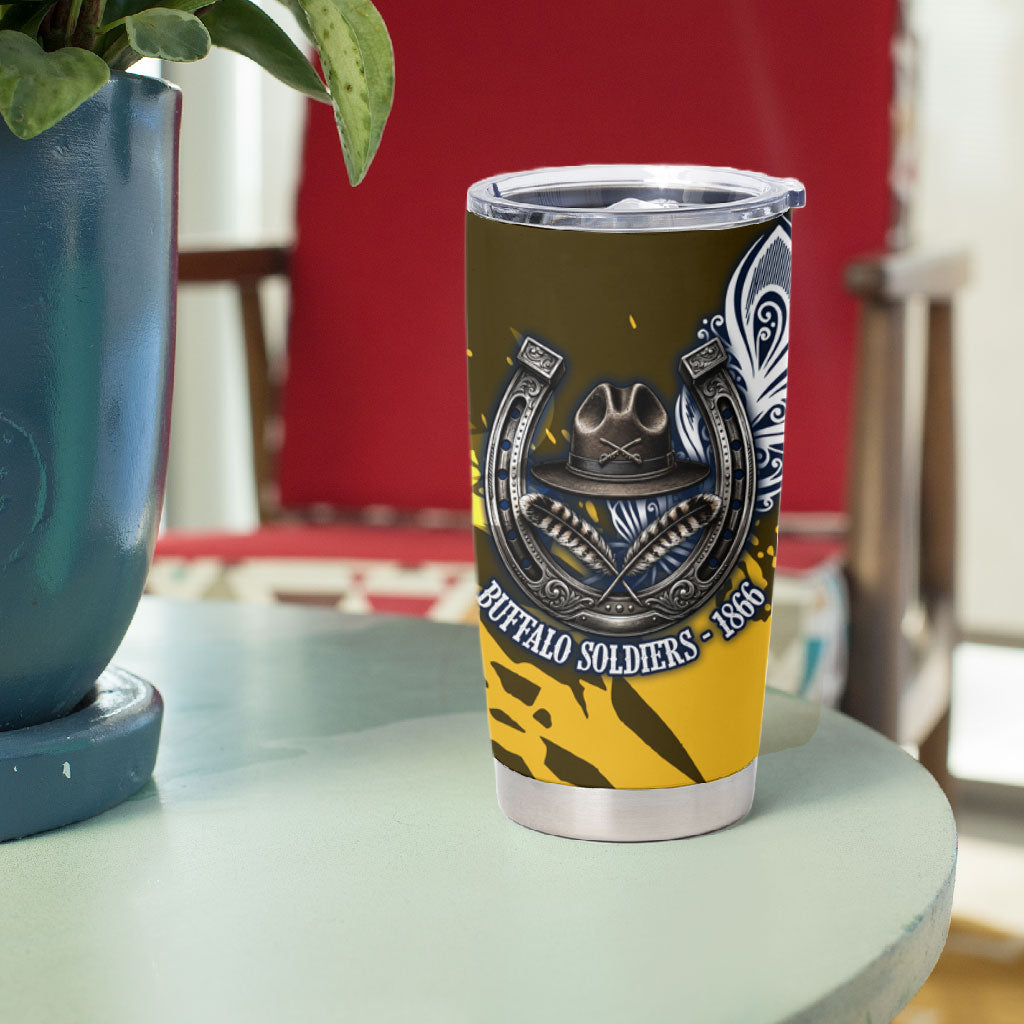 Buffalo Soldiers 9th And 10th Cavalry Regiments Tumbler Cup Wild And Untamed Vintage Western Horseshoe Graphic Art