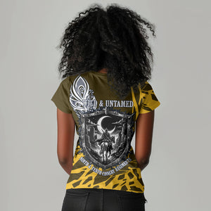 Buffalo Soldiers 9th And 10th Cavalry Regiments Women V-Neck T-Shirt Wild And Untamed Vintage Western Horseshoe Graphic Art
