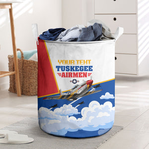 Personalized Tuskegee Airmen Laundry Basket Expect To Win P-51 Mustang Patriotic Aviation Art