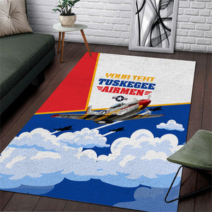 Personalized Tuskegee Airmen Area Rug Expect To Win P-51 Mustang Patriotic Aviation Art
