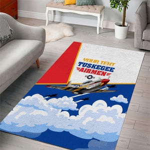 Personalized Tuskegee Airmen Area Rug Expect To Win P-51 Mustang Patriotic Aviation Art