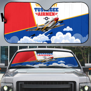 Personalized Tuskegee Airmen Auto Sun Shade Expect To Win P-51 Mustang Patriotic Aviation Art