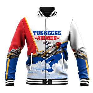 Personalized Tuskegee Airmen Baseball Jacket Expect To Win P-51 Mustang Patriotic Aviation Art
