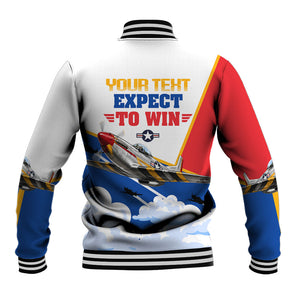 Personalized Tuskegee Airmen Baseball Jacket Expect To Win P-51 Mustang Patriotic Aviation Art