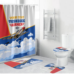 Personalized Tuskegee Airmen Bathroom Set Expect To Win P-51 Mustang Patriotic Aviation Art