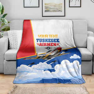 Personalized Tuskegee Airmen Blanket Expect To Win P-51 Mustang Patriotic Aviation Art