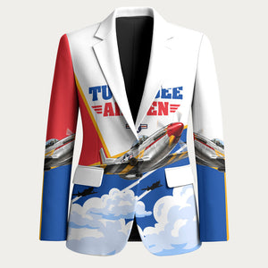 Personalized Tuskegee Airmen Blazer Expect To Win P-51 Mustang Patriotic Aviation Art