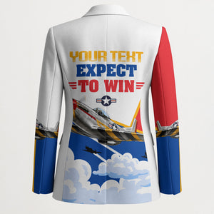 Personalized Tuskegee Airmen Blazer Expect To Win P-51 Mustang Patriotic Aviation Art