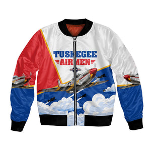 Personalized Tuskegee Airmen Bomber Jacket Expect To Win P-51 Mustang Patriotic Aviation Art