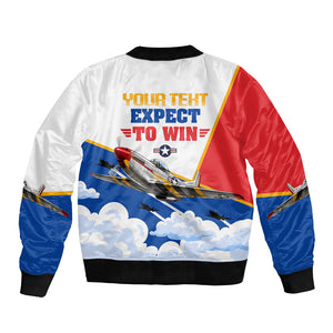 Personalized Tuskegee Airmen Bomber Jacket Expect To Win P-51 Mustang Patriotic Aviation Art